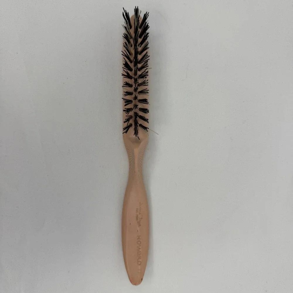 Vintage‎ Howard 77 Firm-Grip Hair Brush Peach Curved Ergonomic Handle Sunburst